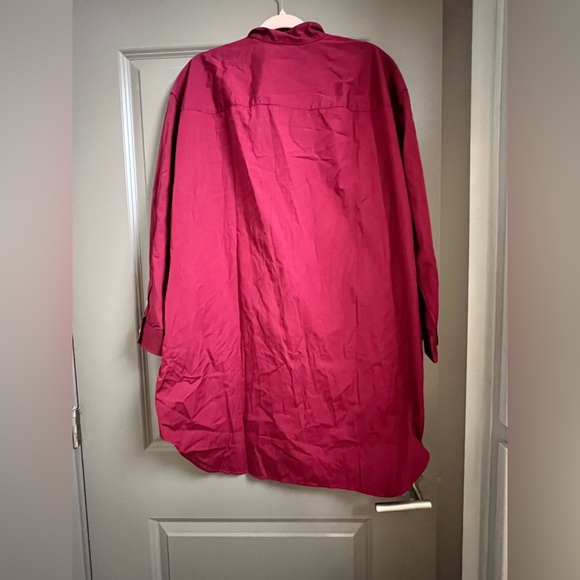 Frank & Eileen TORI Italian Tuxedo Shirtdress in Superluxe Red Cotton Sz Medium - Picture 7 of 7